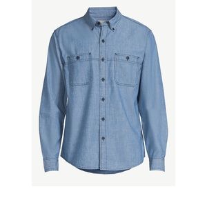 Free Assembly Men's Chambray Shirt with Long Sleeves XS